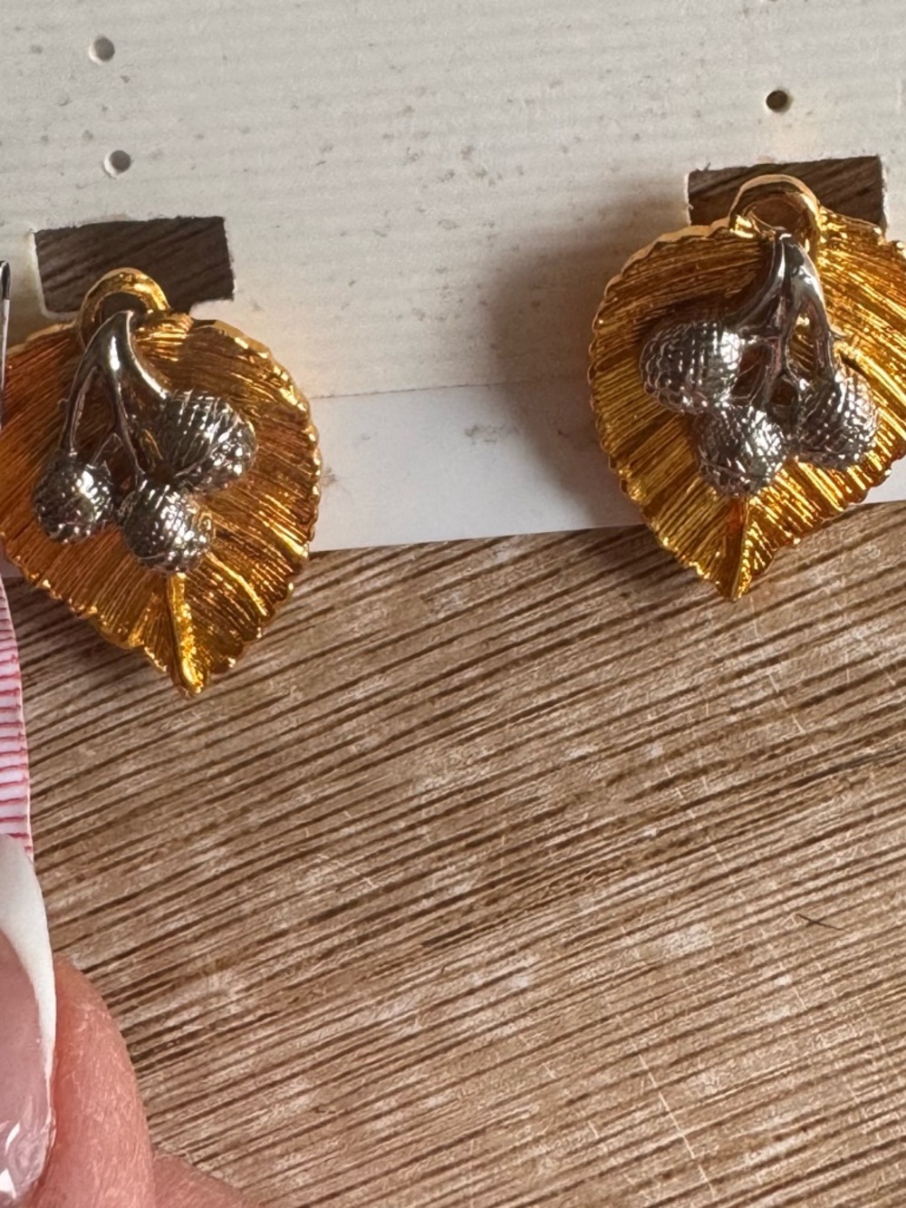 Gold and Silver Leaf Cluster Earrings - Women's Jewelry clip on
